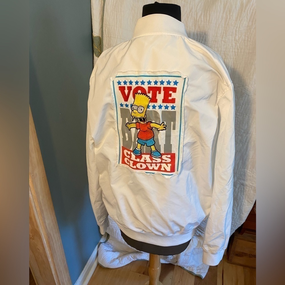 The Simpson vote Bart for class clown satin bomber large